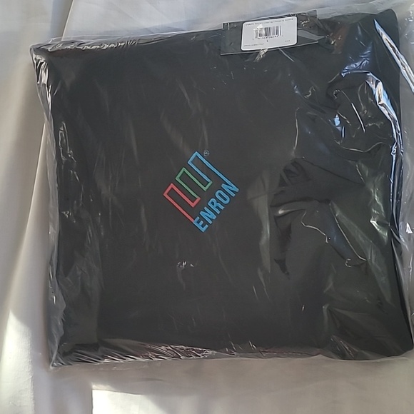 Long sleeve black ENRON hoodie, size Large